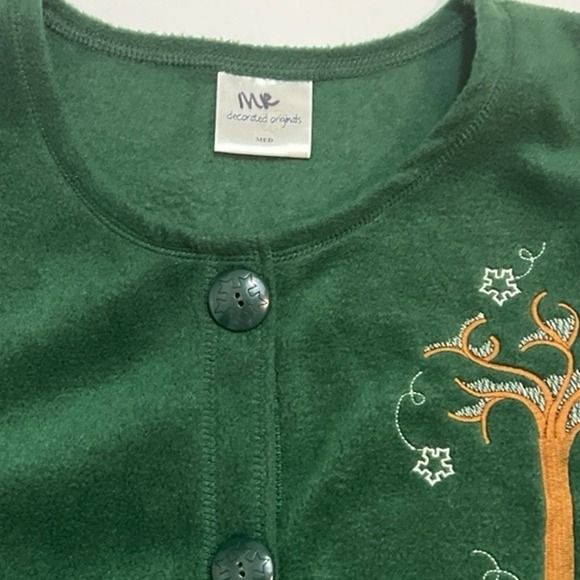 Ladies‎ Winter Fleece Snowman Cardinal Cardigan Sz med - Picture 4 of 7